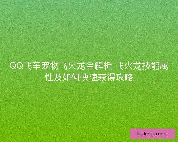 QQ飞车宠物飞火龙全解析 飞火龙技能属性及如何快速获得攻略